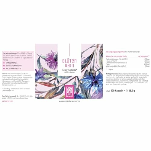 Verpackung von Blüten Rein Leber-Komplex Nahrungsergänzungsmittel