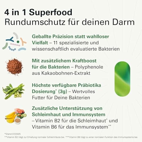 Superfood für den Darm mit Bakterien, Polyphenolen und Vitaminen.